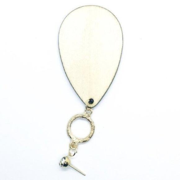 NWT Gold-Tone Rhinestone Painted Wood Dangle Earrings - Picture 6 of 6